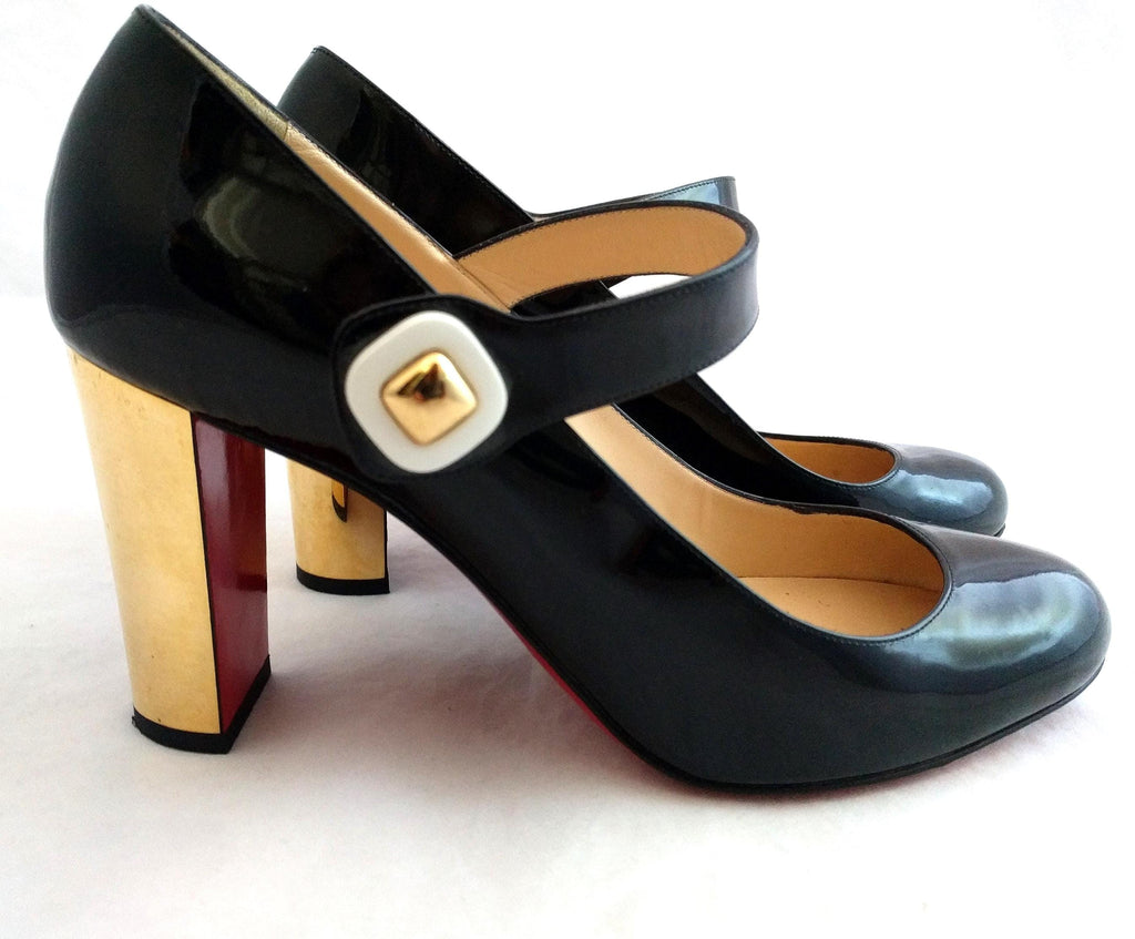 Christian Louboutin BIBABA Mary Jane Pumps – Black Patent 38.5 Red Sole