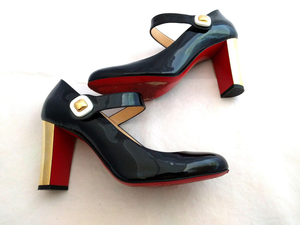 Christian Louboutin BIBABA Mary Jane Pumps – Black Patent 38.5 Red Sole