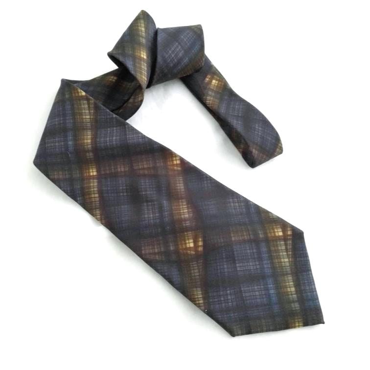 Salvatore Ferragamo Men's Silk Tie - Midnight Blue Plaid, Luxury 100% Silk Designer Tie, Made in Italy, Perfect for Any Occasion