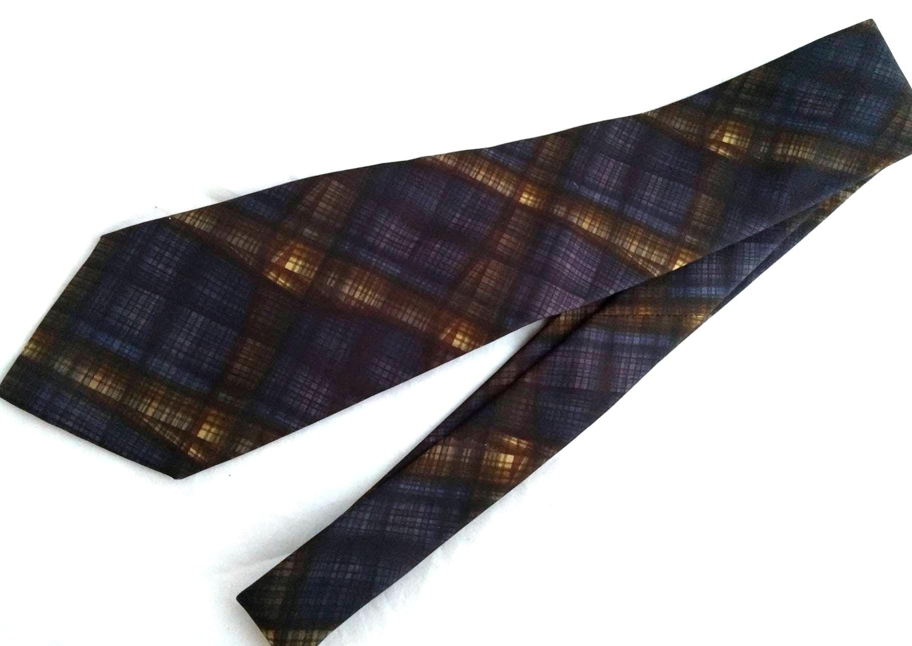 Salvatore Ferragamo Men's Silk Tie - Midnight Blue Plaid, Luxury 100% Silk Designer Tie, Made in Italy, Perfect for Any Occasion