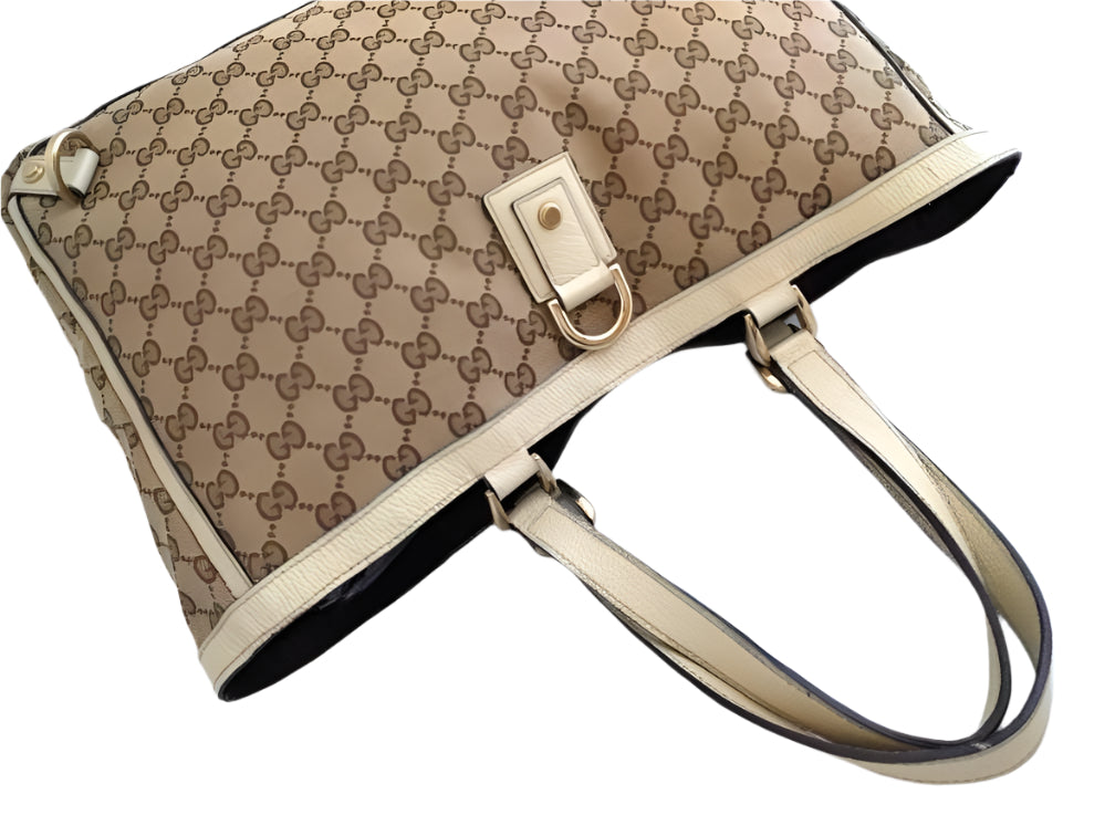 Gucci GG Abbey D-Ring Tote – Beige/Brown Canvas, Made in Italy
