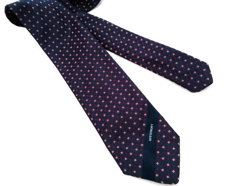 Vintage Givenchy Tie – Navy & Red, Classic Designer Necktie, 8cm Wide, Elegant and Timeless