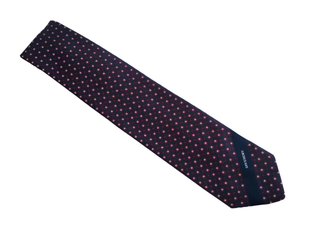Vintage Givenchy Tie – Navy & Red, Classic Designer Necktie, 8cm Wide, Elegant and Timeless