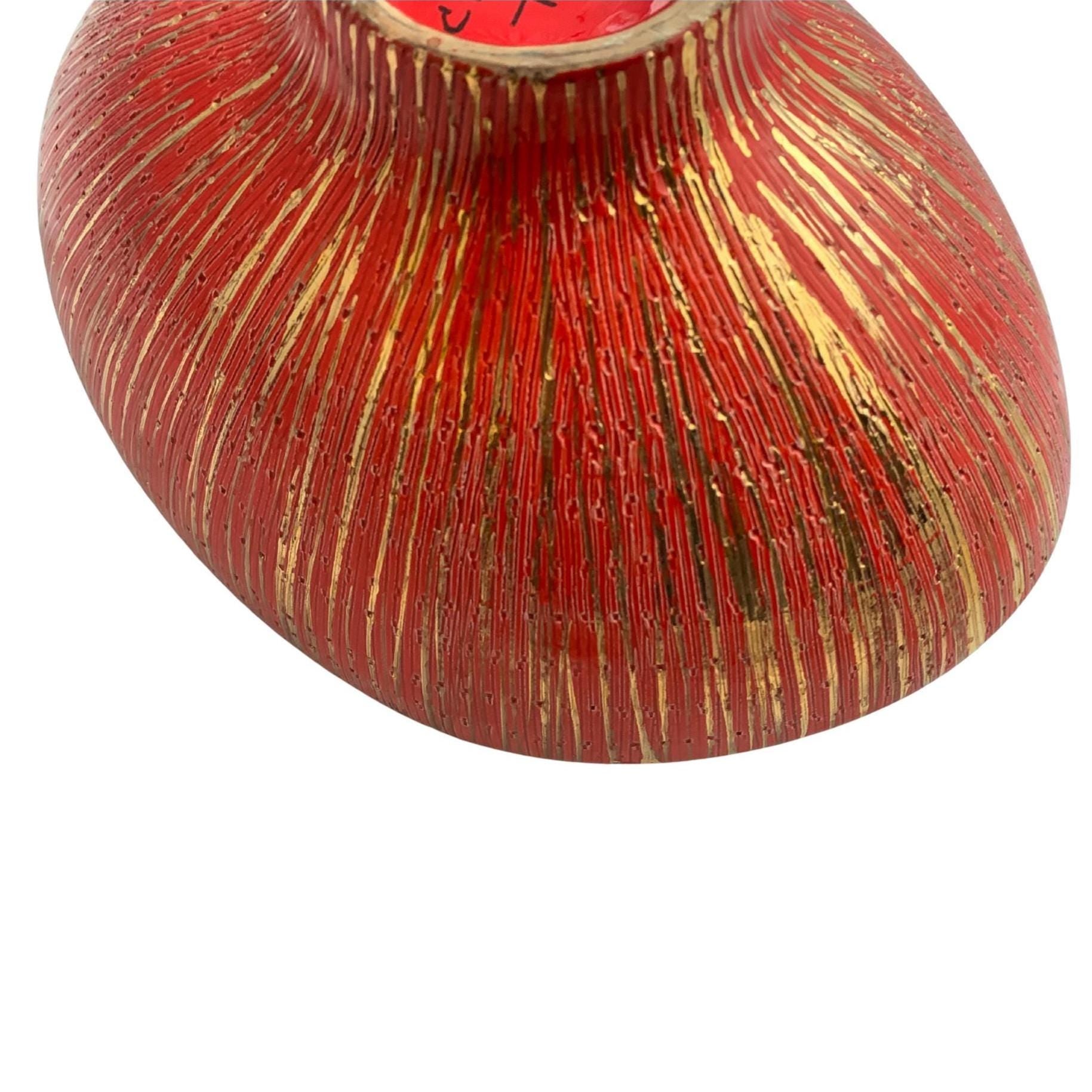 Vintage 60s Bitossi Aldo Londi Bowl – Orange & Gold Italian Ceramic, Mid-Century Modern Centerpiece, Signed, Excellent Condition