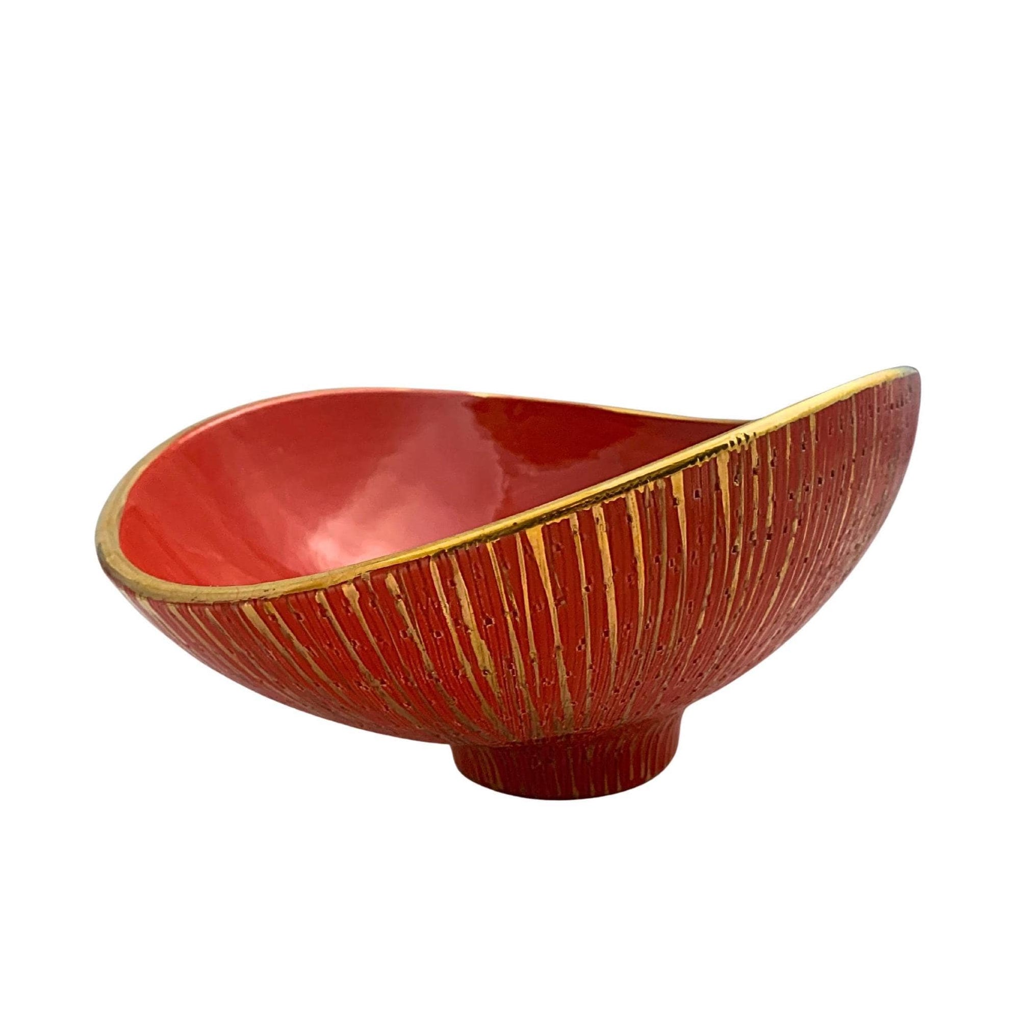 Vintage 60s Bitossi Aldo Londi Bowl – Orange & Gold Italian Ceramic, Mid-Century Modern Centerpiece, Signed, Excellent Condition