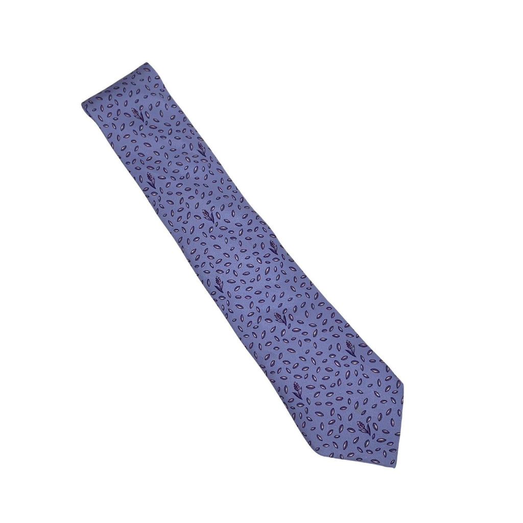 Hermes Silk, Lavender Silk Tie, Botanical Print, Wheat Motif, Designer Neckwear, Made in France, Luxury Gift for Him, 9cm Tie