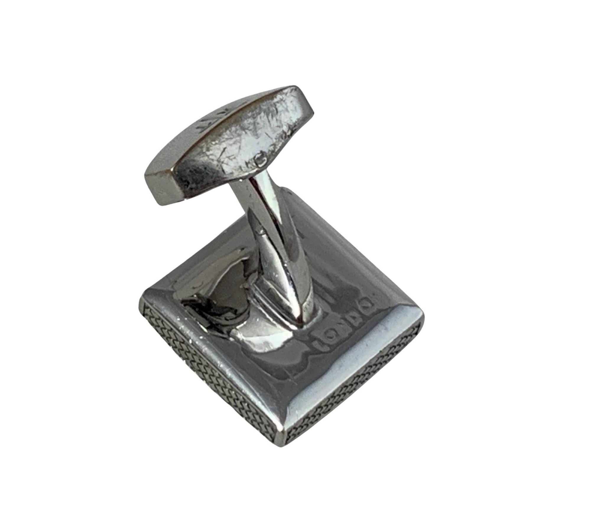 Tateossian London Cufflinks – Palladium-Plated Giza Square Designer Cufflinks, Silvertone, Luxury Gift for Him, Rare Statement Piece