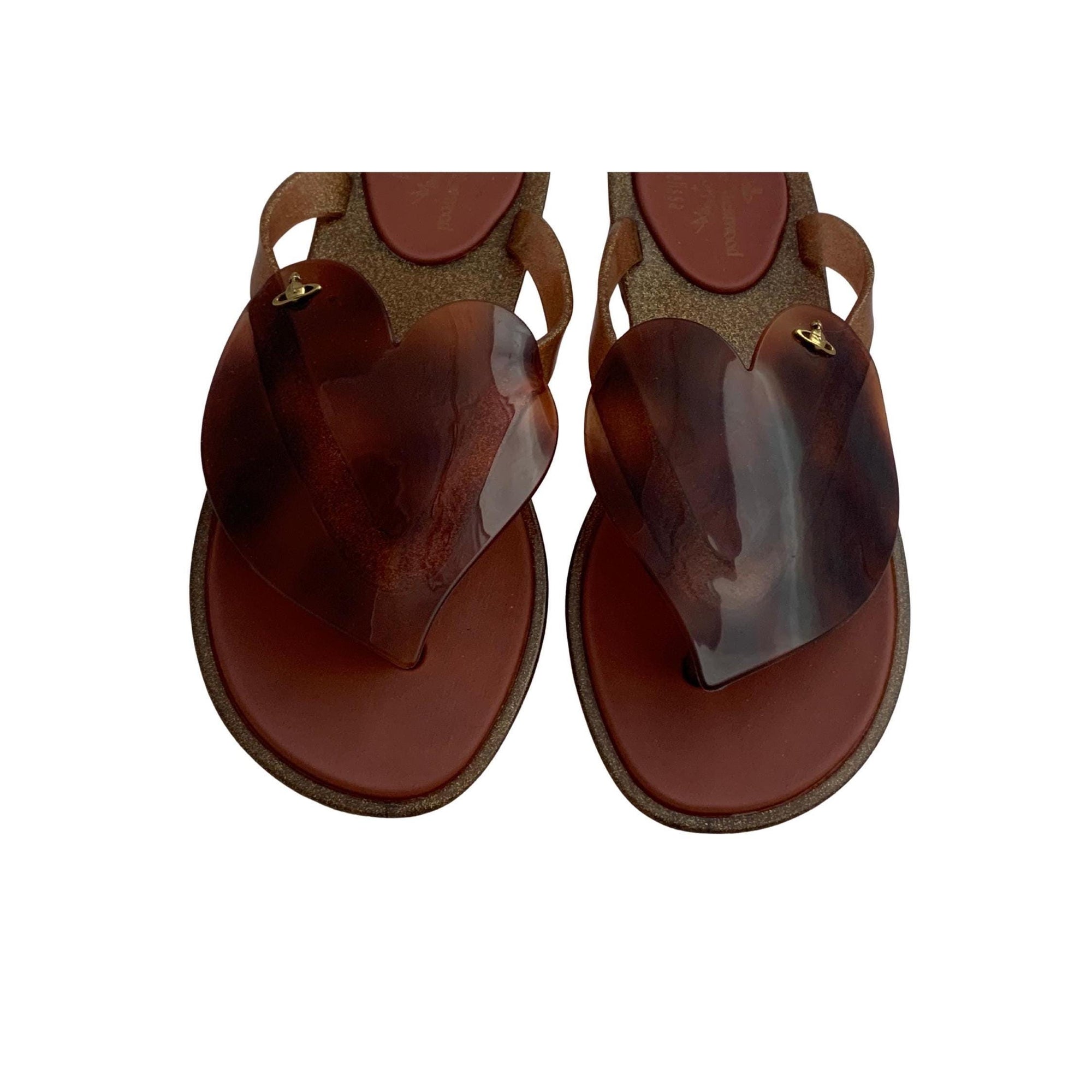 Vivienne Westwood Anglomania Tortoise Flip Flops – 5 US, 35/36 EU Rubber Sandals by Melissa, Rare Designer Collab
