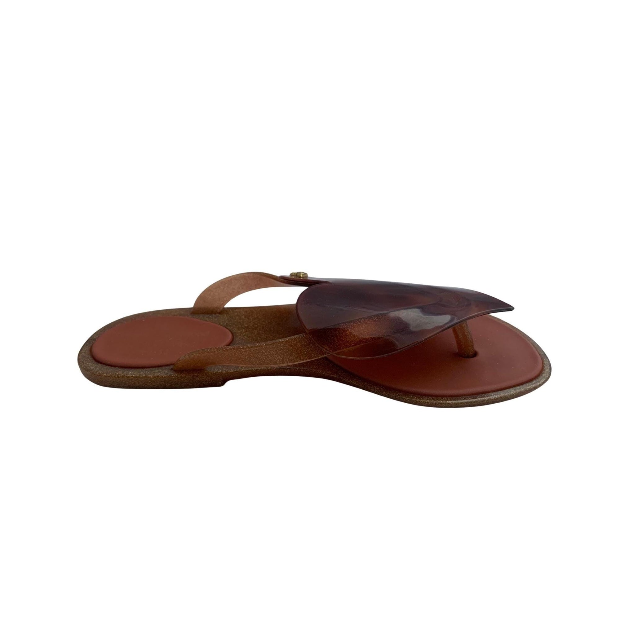 Vivienne Westwood Anglomania Tortoise Flip Flops – 5 US, 35/36 EU Rubber Sandals by Melissa, Rare Designer Collab