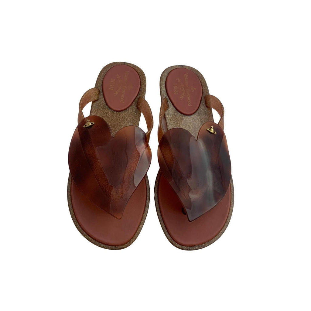 Vivienne Westwood Anglomania Tortoise Flip Flops – 5 US, 35/36 EU Rubber Sandals by Melissa, Rare Designer Collab