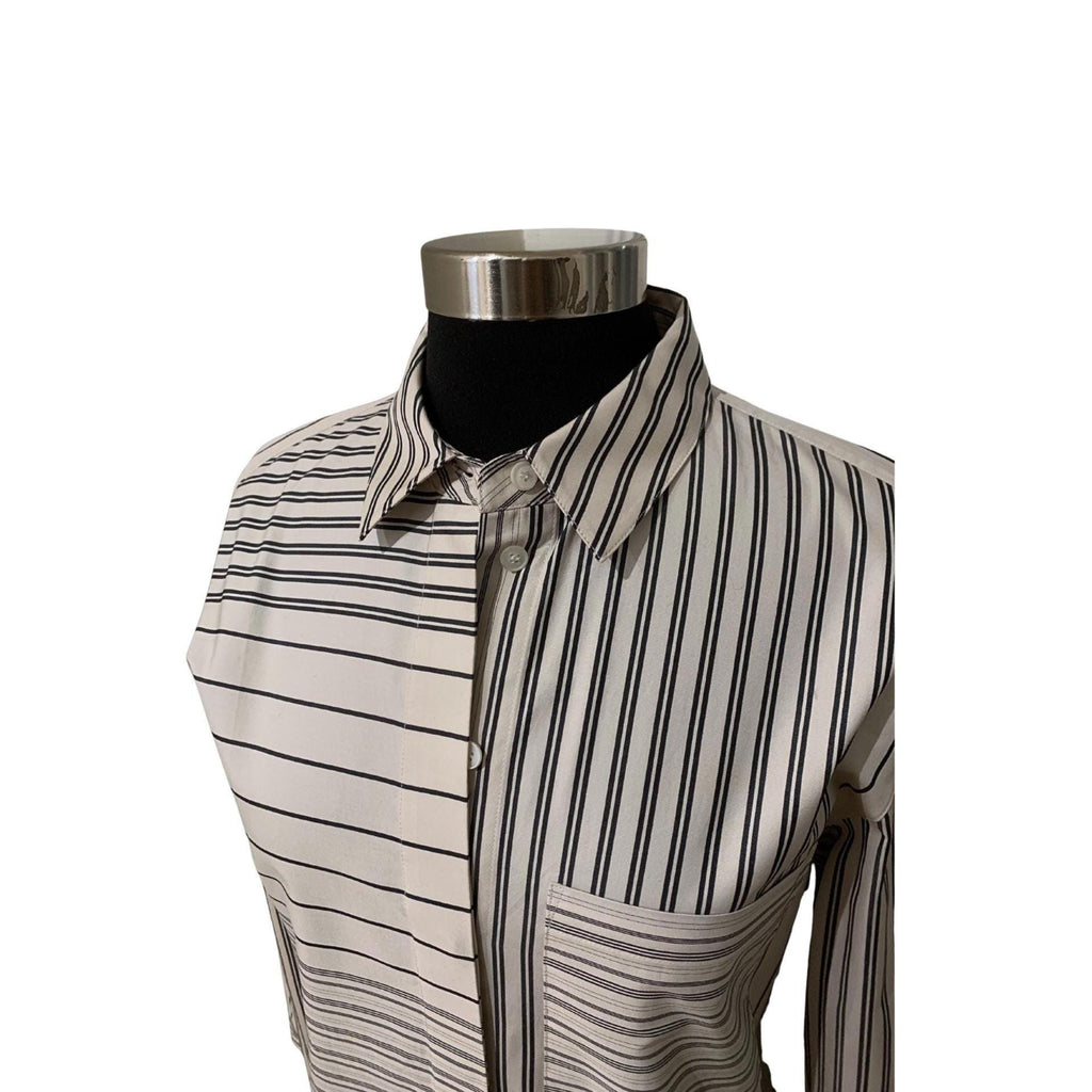 Lafayette 148 NY Crisp Cotton Poplin Shirt – Size Small, Architectural Cuffs, Hidden Placket, Minimal Designer Essential