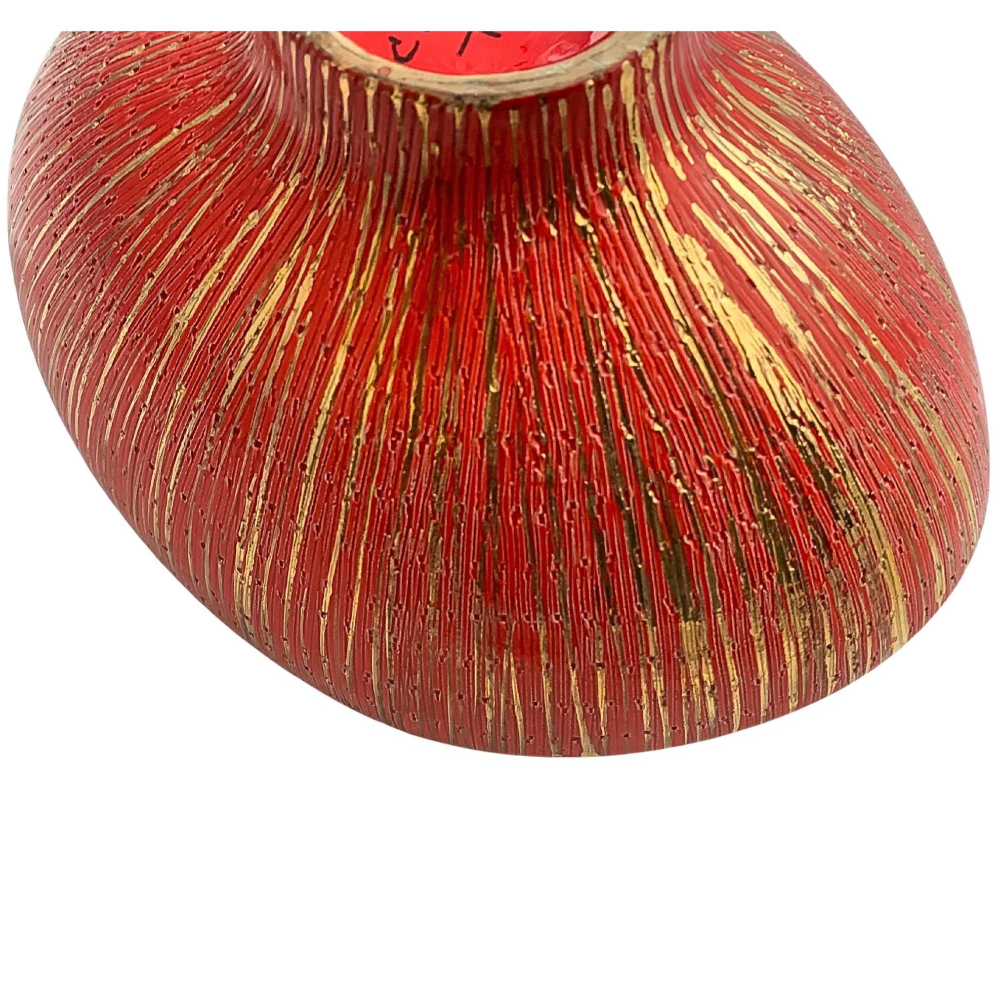 Vintage 60s Bitossi Aldo Londi Bowl – Orange & Gold Italian Ceramic, Mid-Century Modern Centerpiece, Signed, Excellent Condition