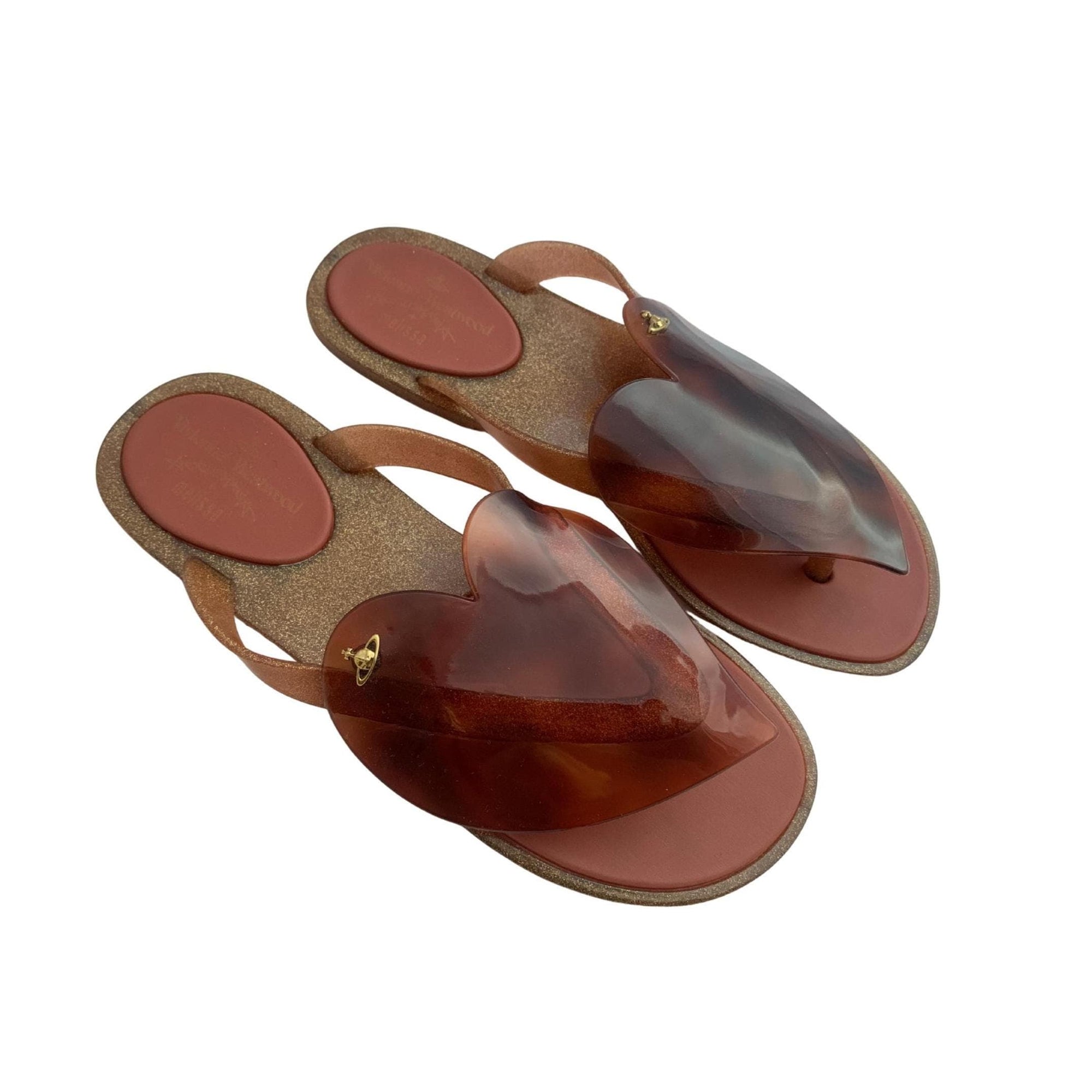 Vivienne Westwood Anglomania Tortoise Flip Flops – 5 US, 35/36 EU Rubber Sandals by Melissa, Rare Designer Collab