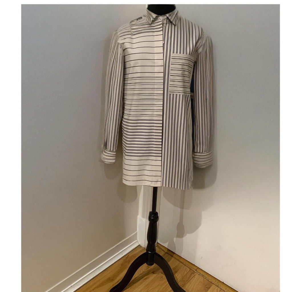 Lafayette 148 NY Crisp Cotton Poplin Shirt – Size Small, Architectural Cuffs, Hidden Placket, Minimal Designer Essential