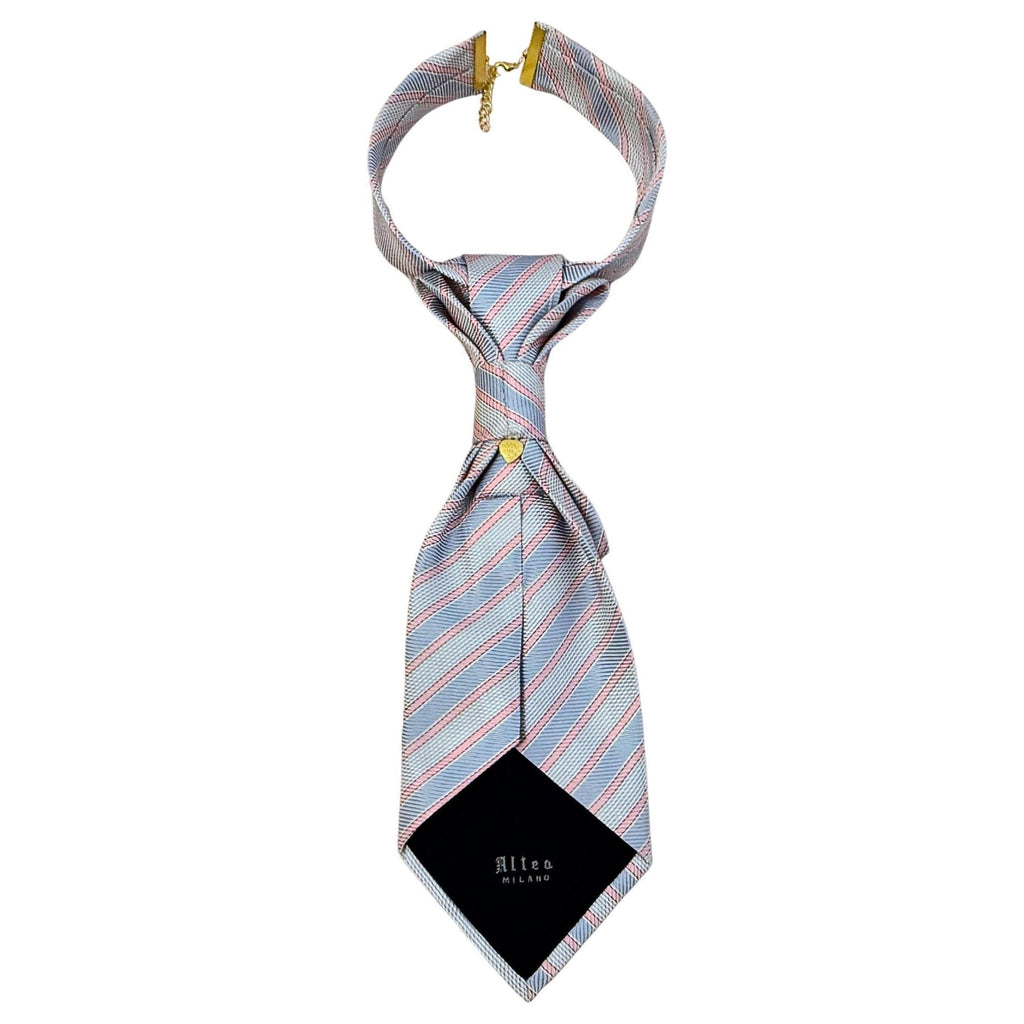 Vintage ALTEA MILANO Refashioned Tie - Pastel Statement Necktie for Women - Luxury Light Blue Handstyled Tie - Italian Silk Tie