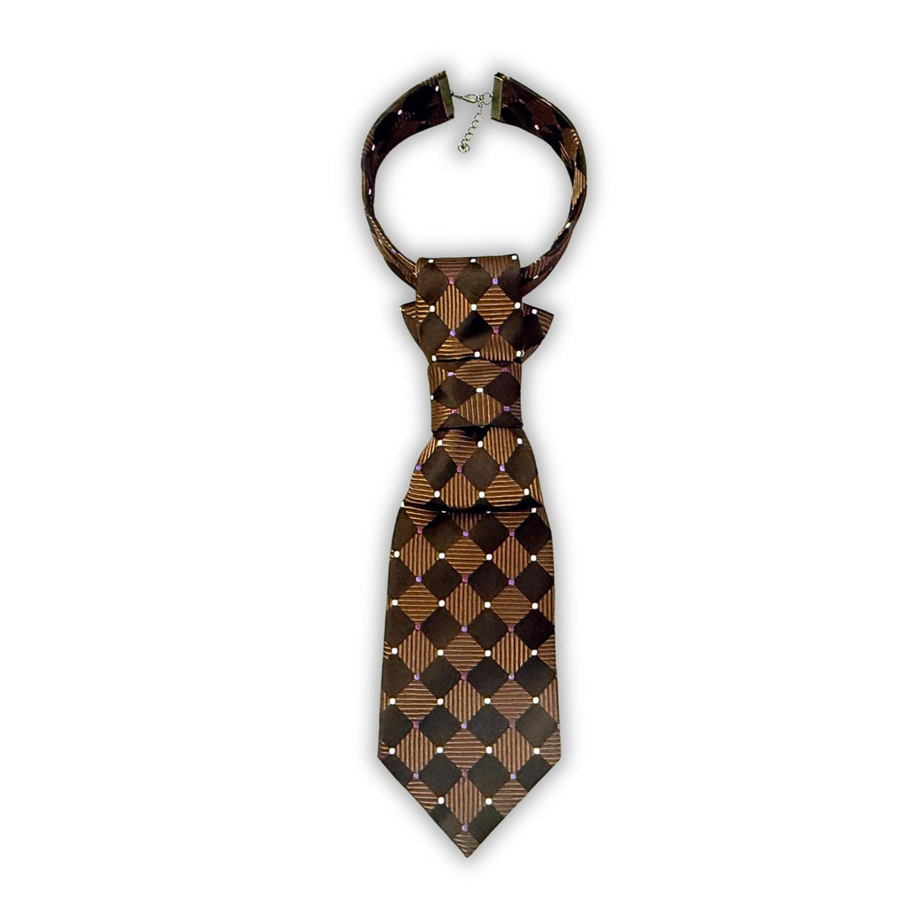 Reworked Enzo Feldini Silk Jacquard Tie - Women’s Continental Crossover Tie - Upcycled Italian Designer Geometric Necktie - Made in Italy