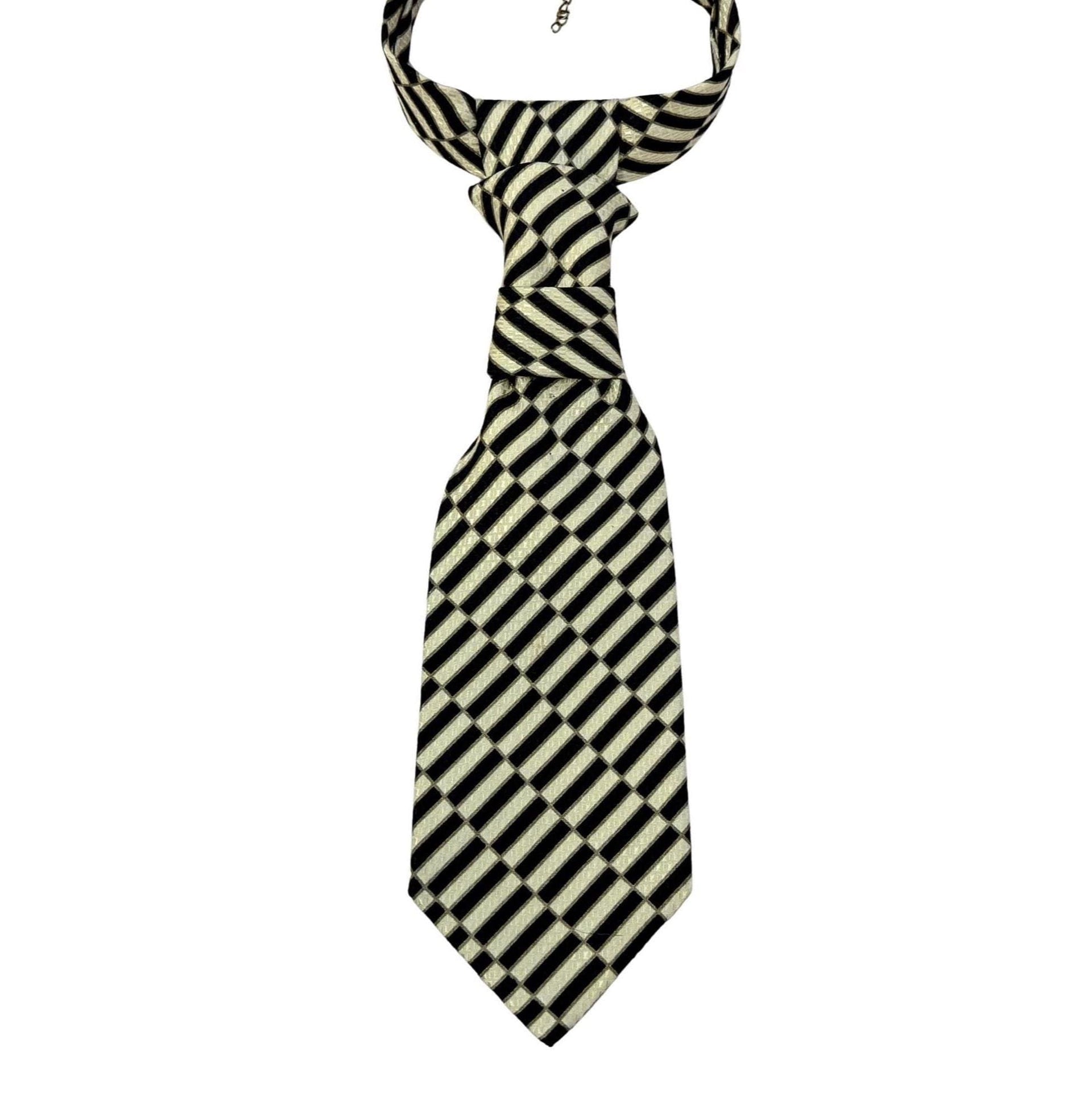 TigerTie Cravatta Uomo Stretto – Design A Strisce Bianco Nero Oro – Lunghezza 150 Cm, Larghezza 6 Cm
