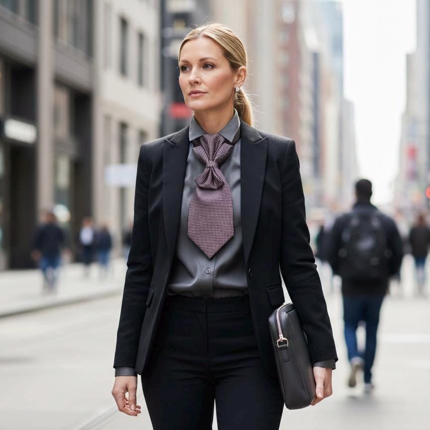 HUGO BOSS Tie - Women Continental Crossover Tie - Upcycled Italian Designer Silver Jacquard Necktie - Made in Italy Reworked Tie Women