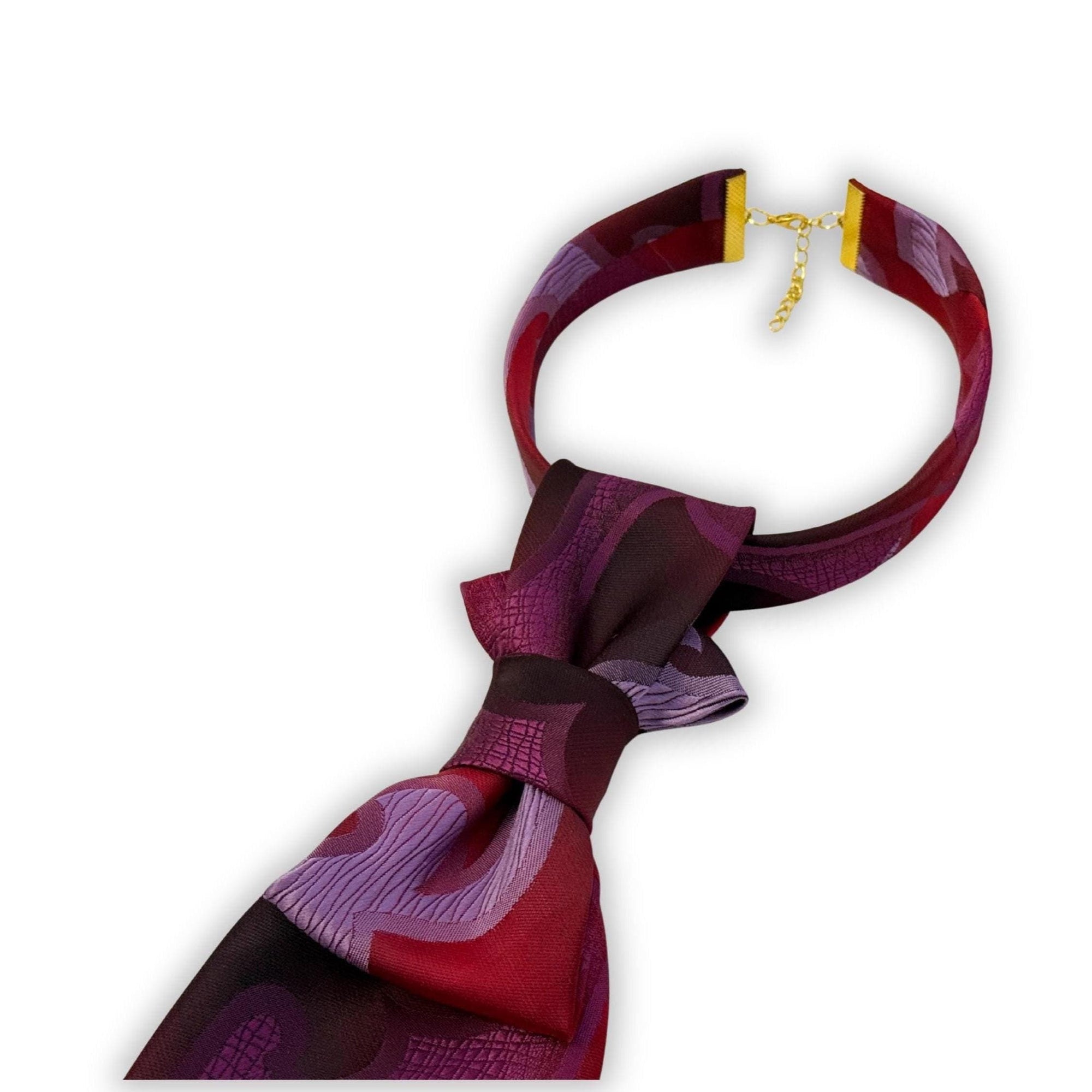 LANCER Tie for Women - Purple Abstract Reworked Tie - Bespoke Artist Accessory - Edgy Fashion Gift - Sustainable Designer Fashion