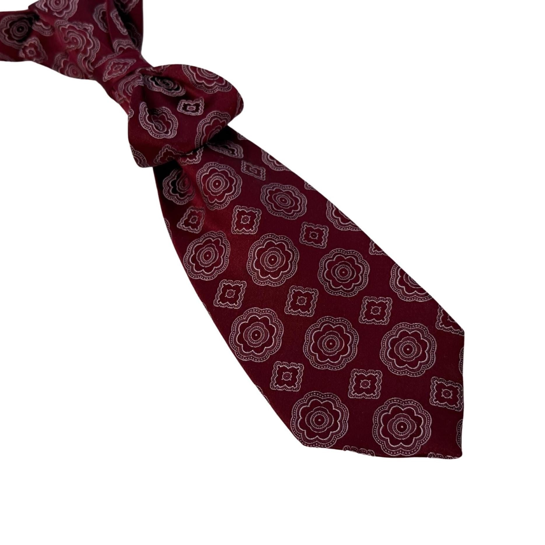 Vintage DKNY Reworked Tie for Women - Deep Red & Silver Silk Butterfly Tie - Bespoke Designer Accessory