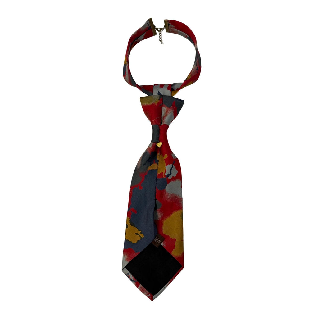 Red Tie for Women - Vintage Reworked Tie for Women - Silk Necktie - Sustainable Designer Fashion - Upcycled Abstract Necktie - Hand-made Tie