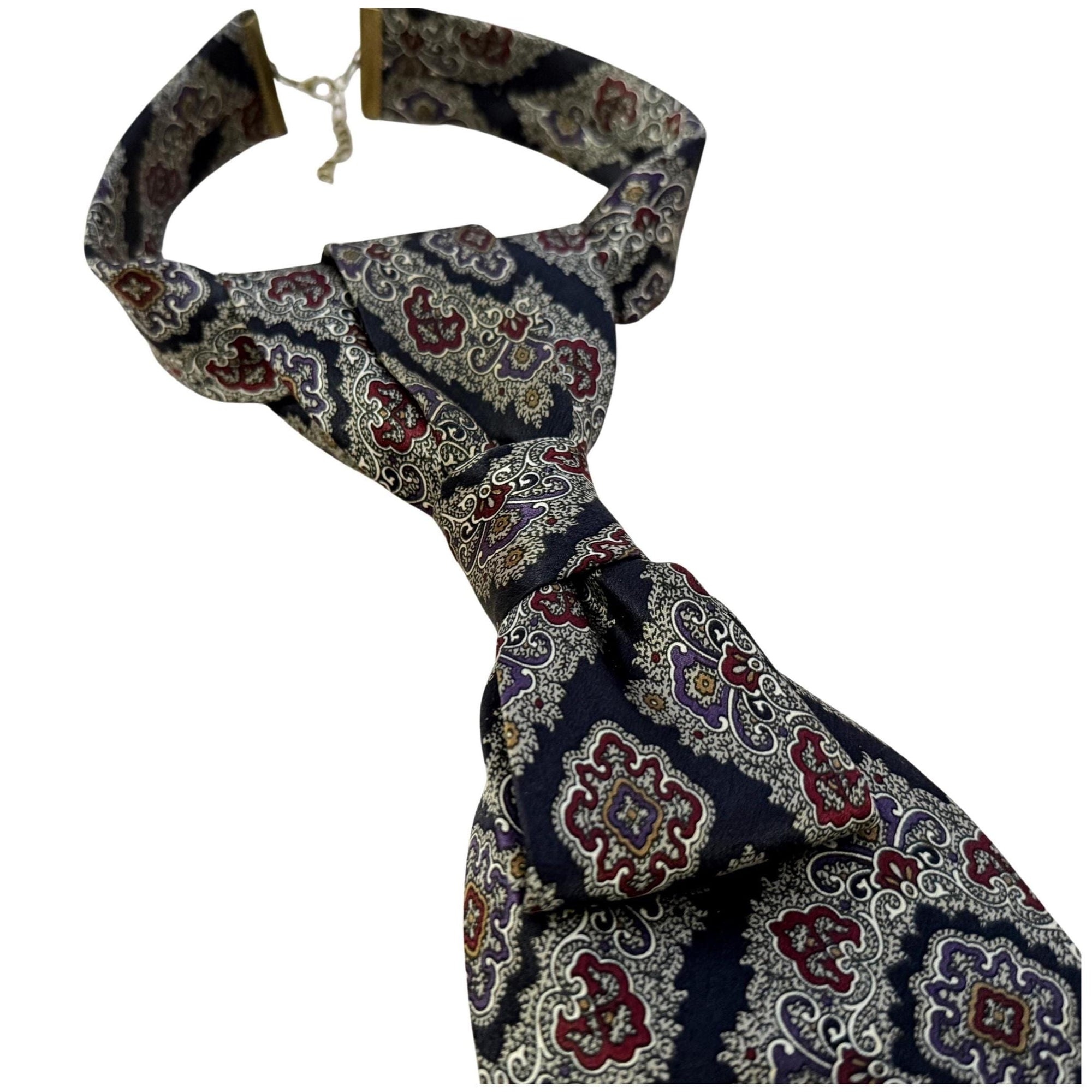 Vintage CHRISTIAN DIOR Refashioned Tie - Black & Gray Statement Necktie for Women - Vintage Dior Handstyled Tie - Bespoke Italian Silk