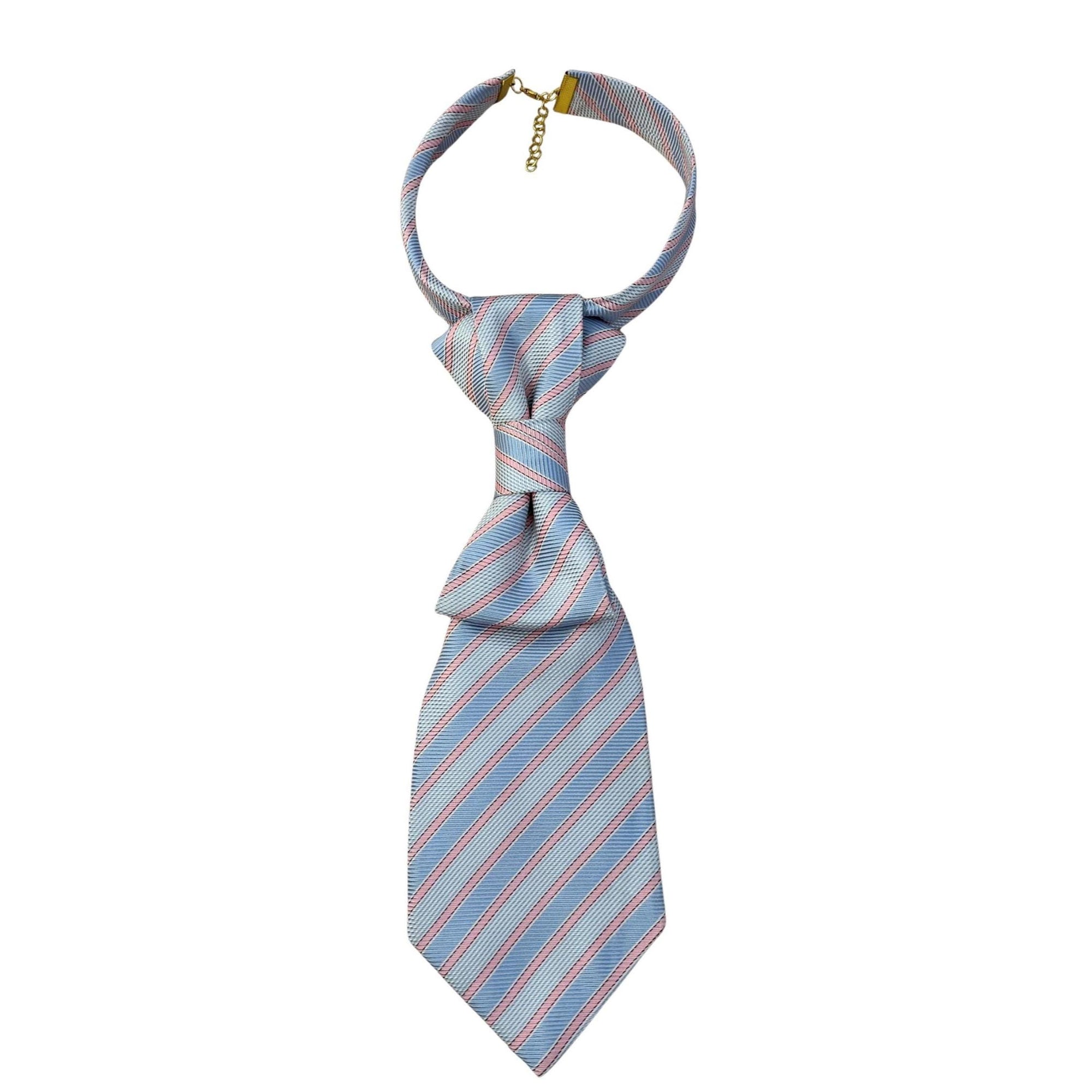 Vintage ALTEA MILANO Refashioned Tie - Pastel Statement Necktie for Women - Luxury Light Blue Handstyled Tie - Italian Silk Tie