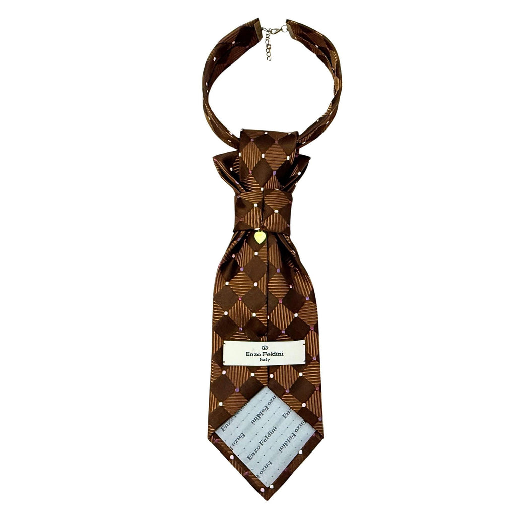 Reworked Enzo Feldini Silk Jacquard Tie - Women’s Continental Crossover Tie - Upcycled Italian Designer Geometric Necktie - Made in Italy