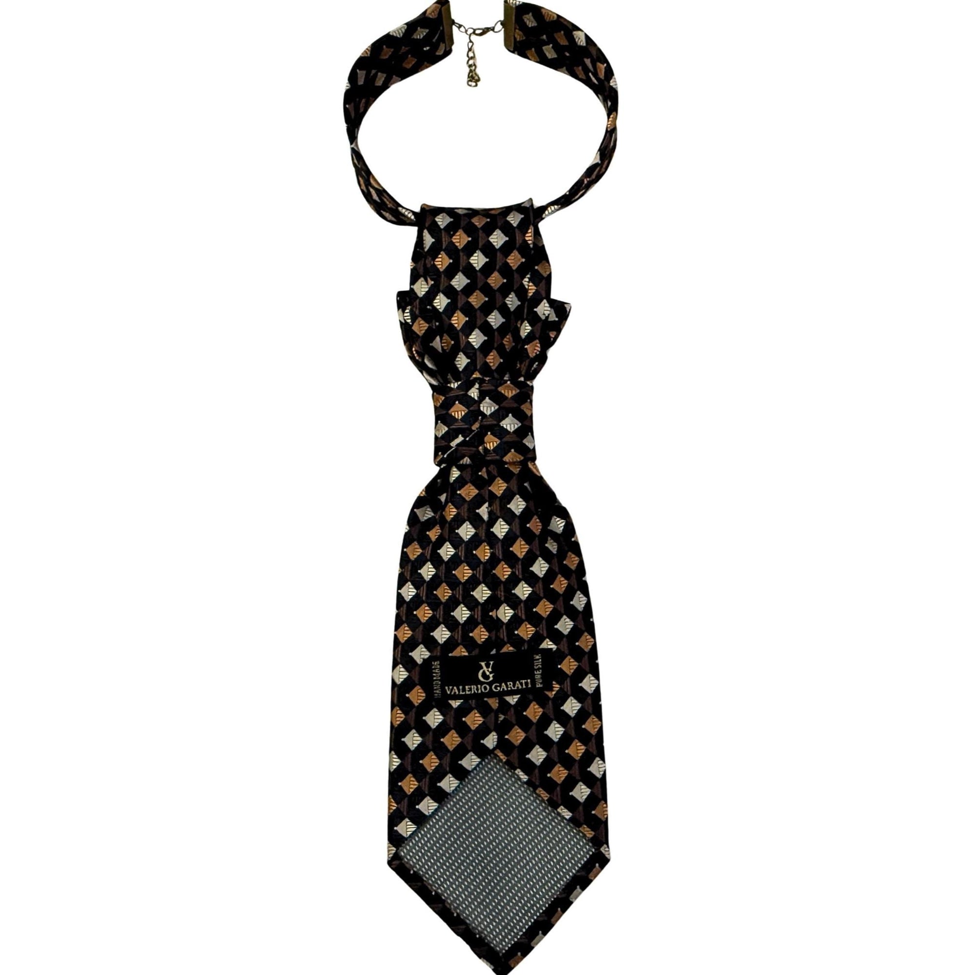 Reworked Valerio Galati Silk Tie - Women’s Continental Crossover Tie - Upcycled Handmade Italian Jacquard Necktie - Sustainable Fashion