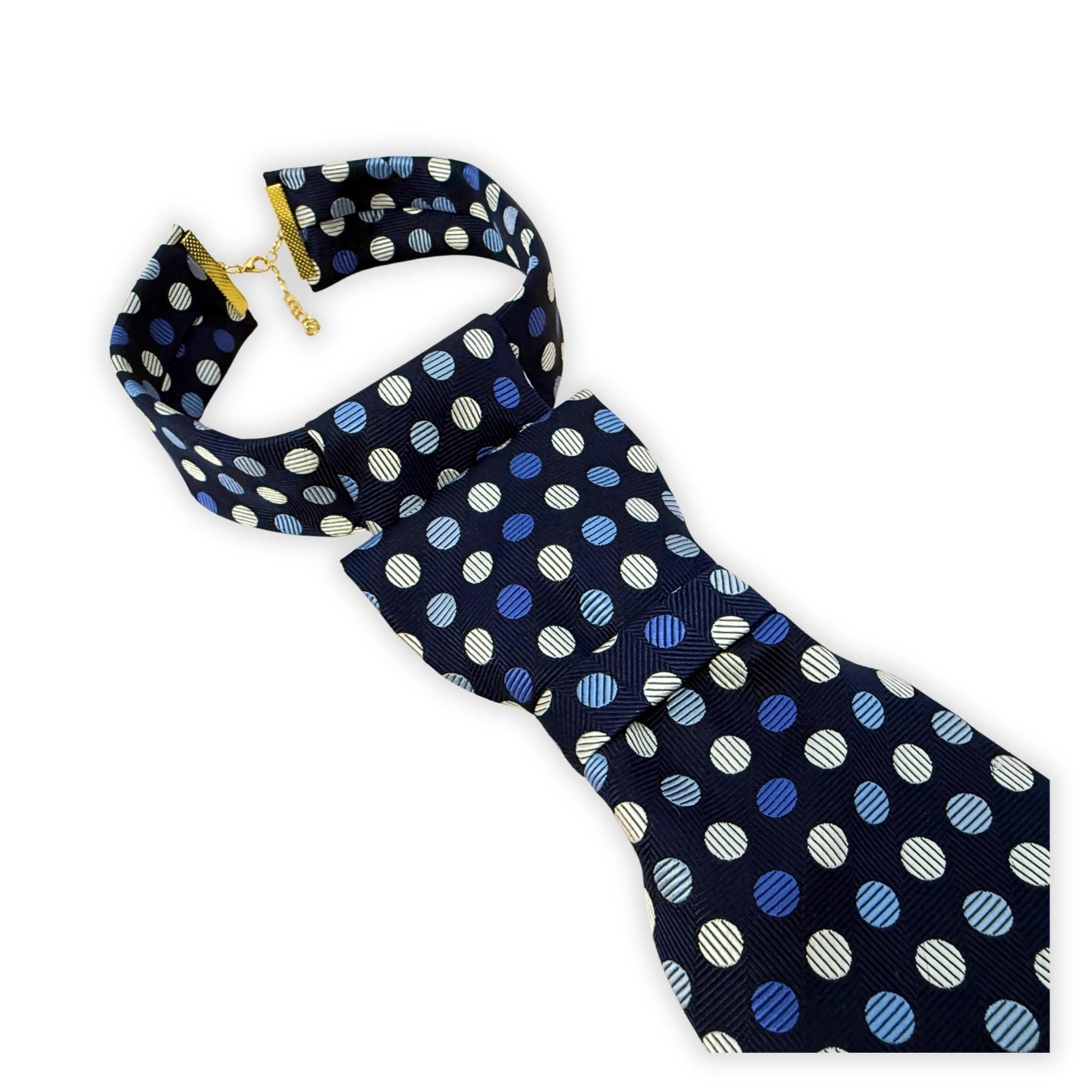 Vintage Hilditch & Key Reworked Tie for Women - Navy Blue and White Polka Dot Butterfly Tie - Bespoke British Luxury Accessory - Mod Style