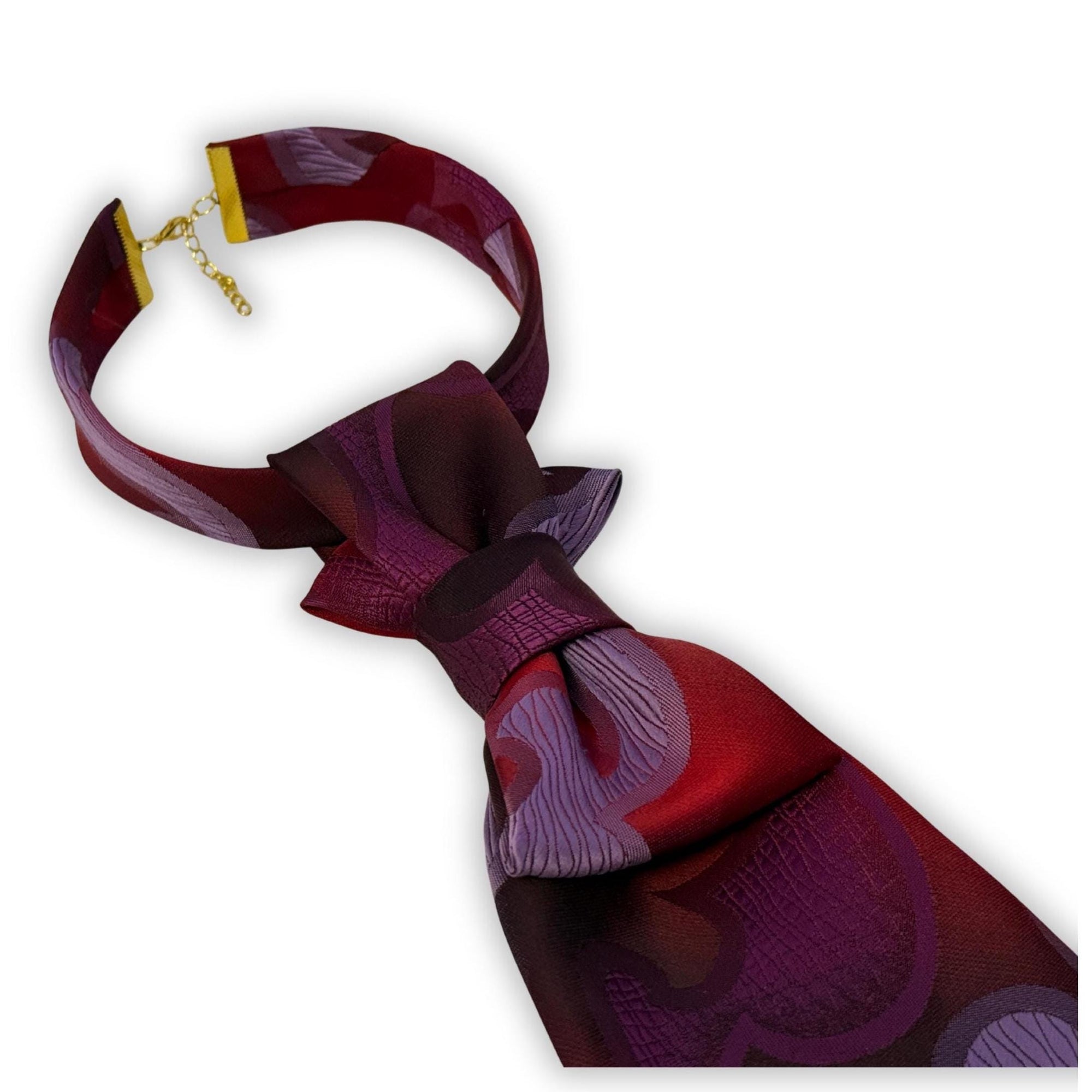 LANCER Tie for Women - Purple Abstract Reworked Tie - Bespoke Artist Accessory - Edgy Fashion Gift - Sustainable Designer Fashion