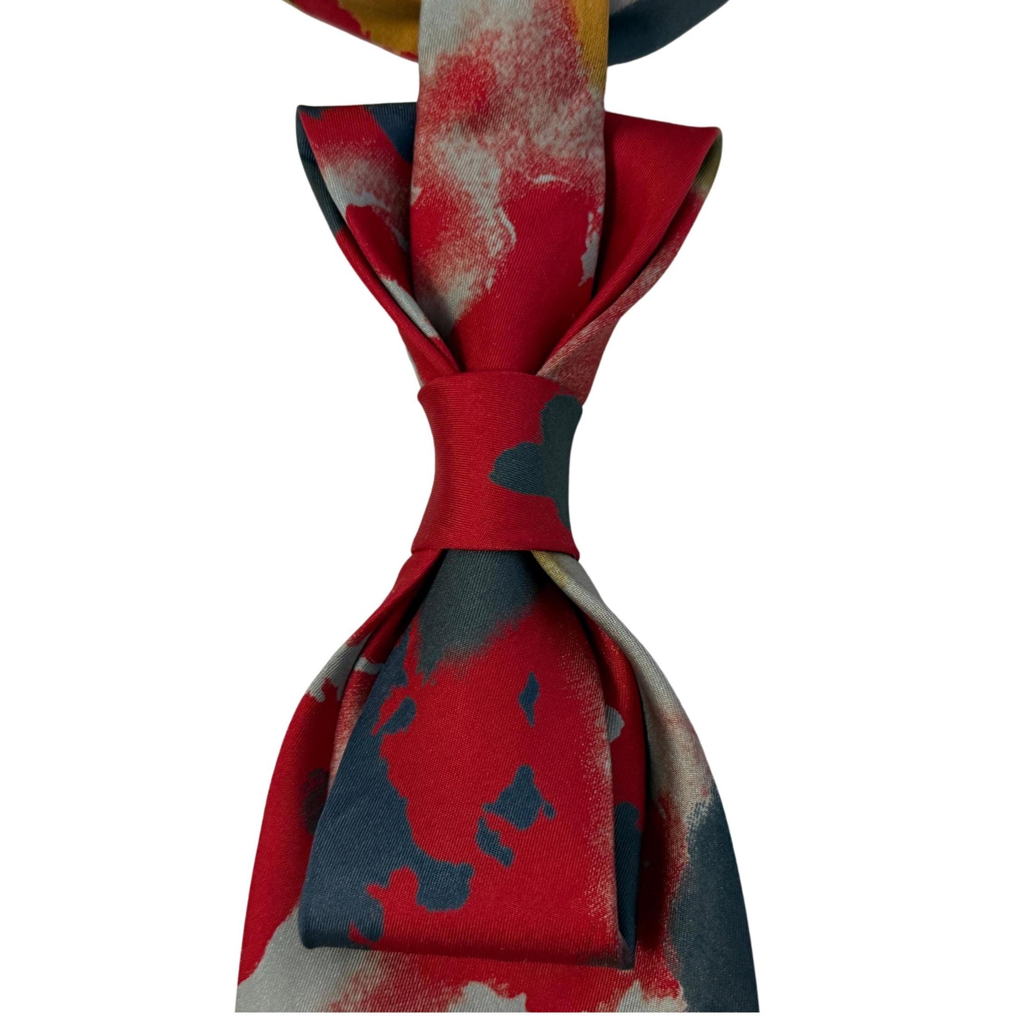 Red Tie for Women - Vintage Reworked Tie for Women - Silk Necktie - Sustainable Designer Fashion - Upcycled Abstract Necktie - Hand-made Tie