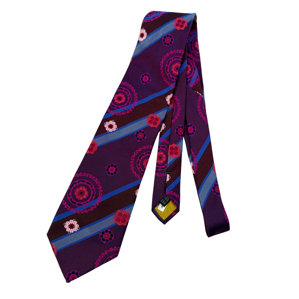 PAUL SMITH tie Archival Mulberry Silk Magenta Kaleidoscope & Stripe 10cm blue silk tie Paul Smith tie silk construction