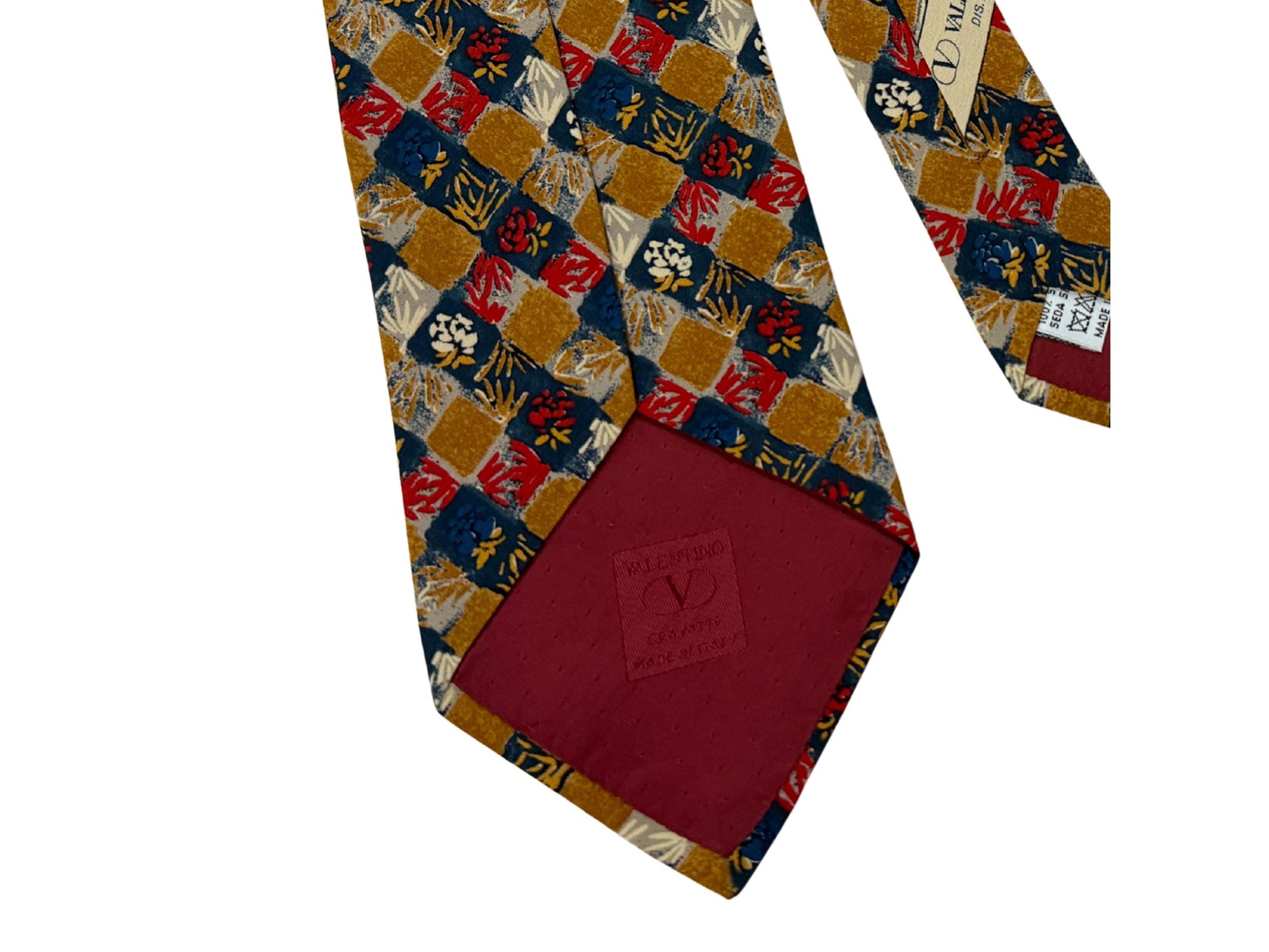 Valentino Garavani, Vintage Designer Tie, Italian Silk Tie, 90s Archive, Wide Blade Tie, Luxury Men's Gift, Red and Gold Tie, Sustainable Luxury, Made in Italy,