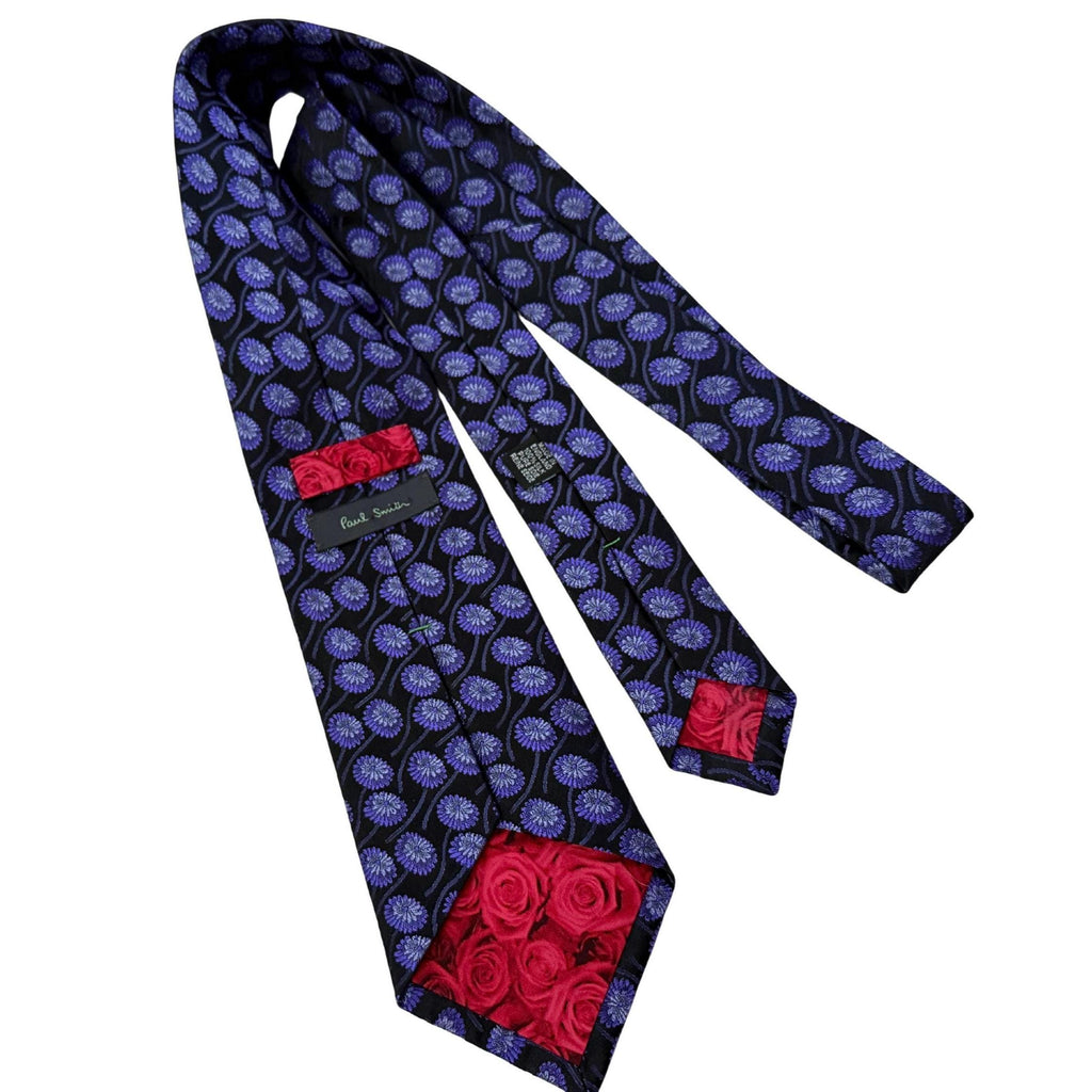 PAUL SMITH Archival Mulberry Silk Cobalt Damask & Stripe 9.5cm blue silk tie Paul Smith tie