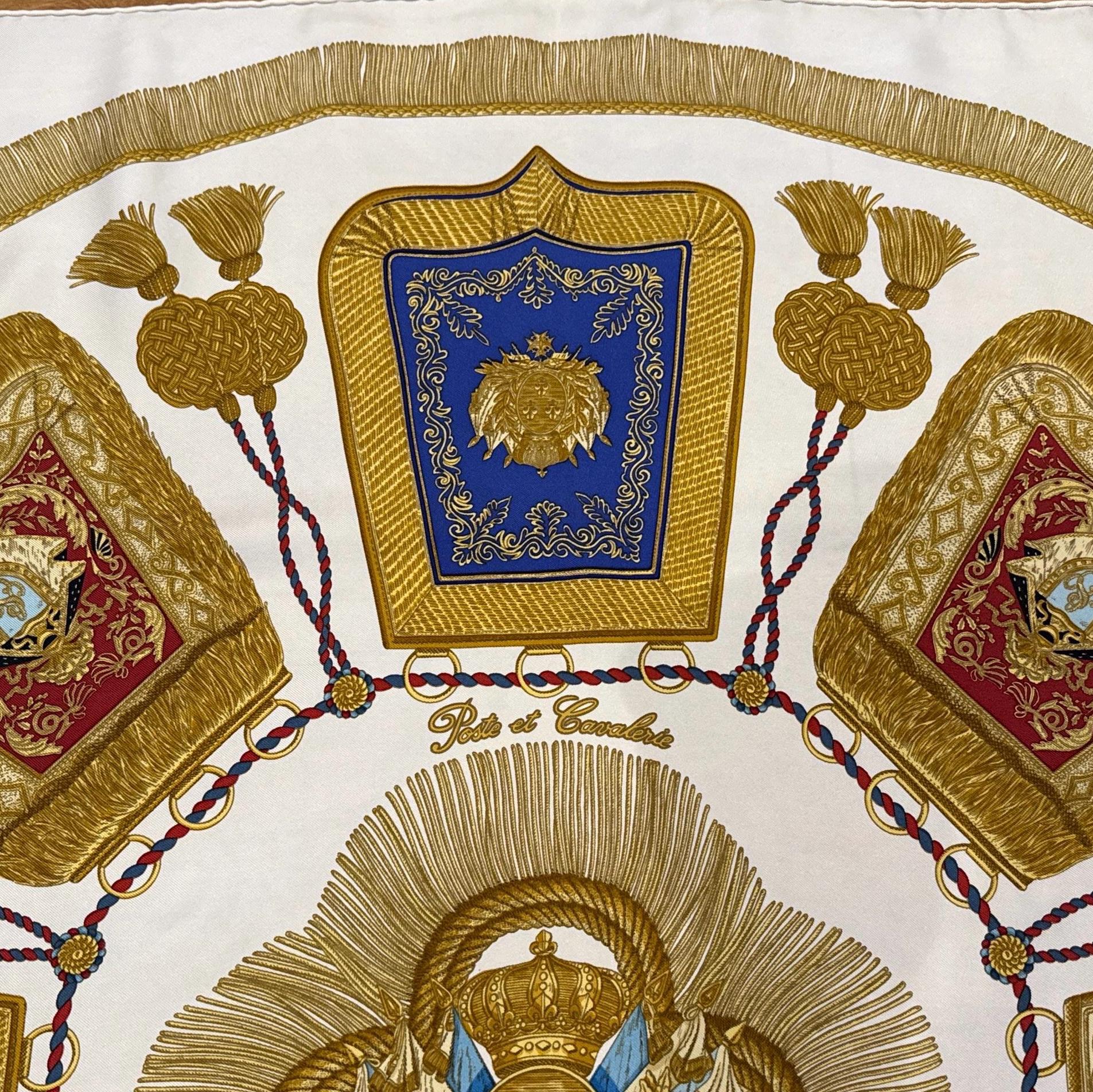 HERMES scarf POSTE et CAVALERIE Joachim Metz hermes scarf silk square scarf collectible Hermes Post and Cavalry Rare Made in France