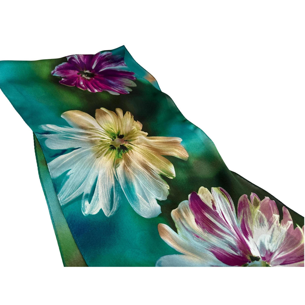 HARVE BENARD Painterly Blooms 100% Pure Silk - Long scarf