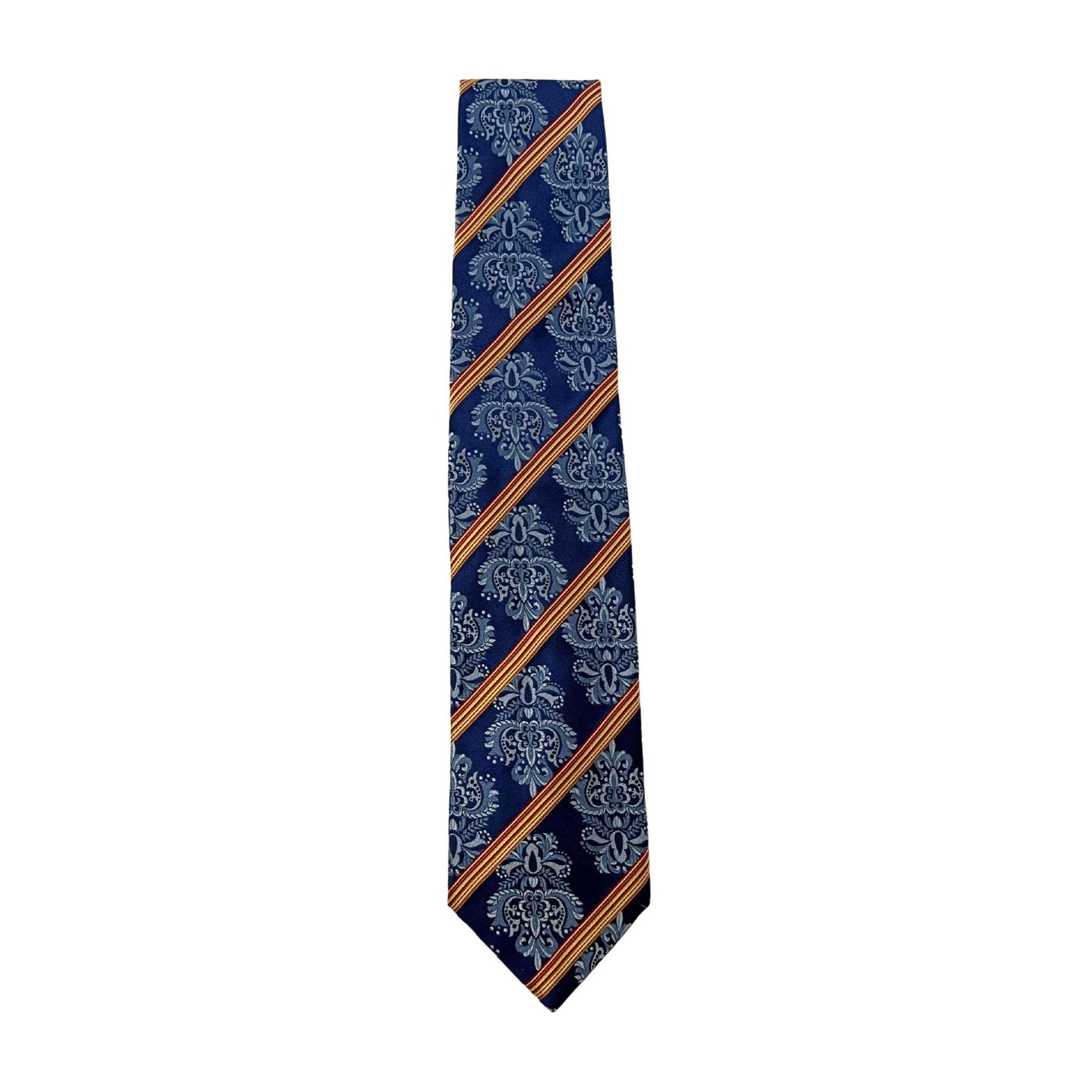 PAUL SMITH Archival Mulberry Silk Cobalt Damask & Stripe 9.5cm blue silk tie Paul Smith tie