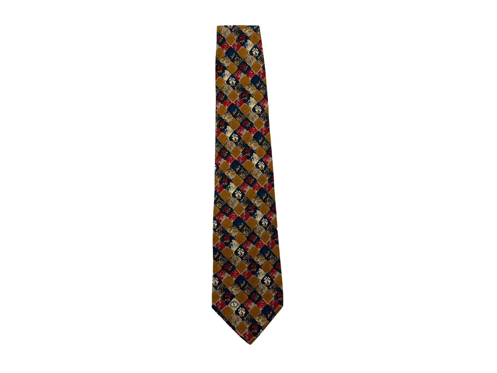 Vintage Valentino Silk Tie - Italian Ornate Geometric Floral