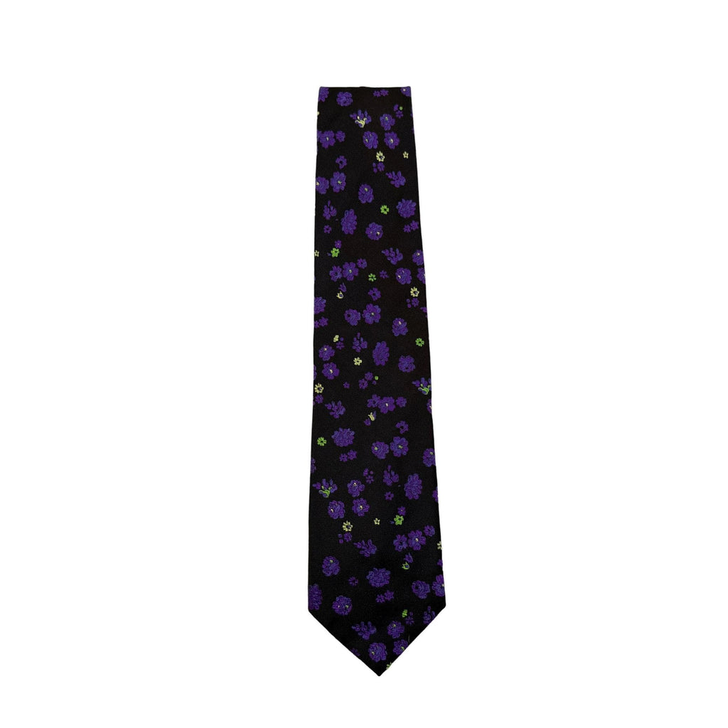 Paul Smith Mulberry Silk Tie - Espresso & Violet Botanical - 10cm