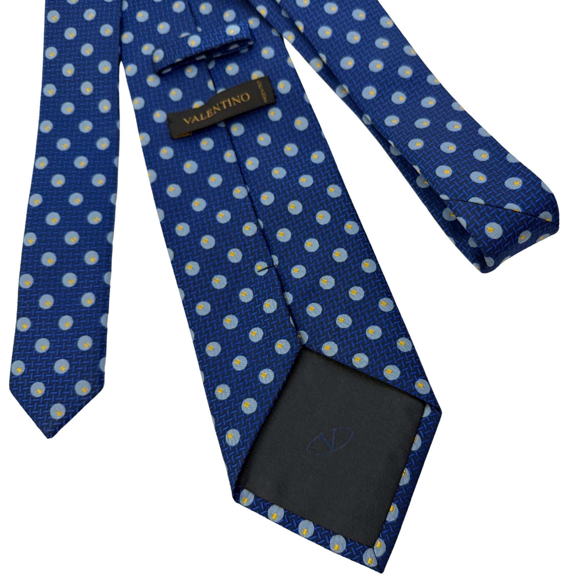 Valentino Garavani, Made in Italy, Mulberry Silk, Archival Tie, Geometric Tie, 9cm Blade, Designer Silk, Navy Blue Tie, Sustainable Luxury, Technical Pattern, Creative Professional, Heritage Italian tie