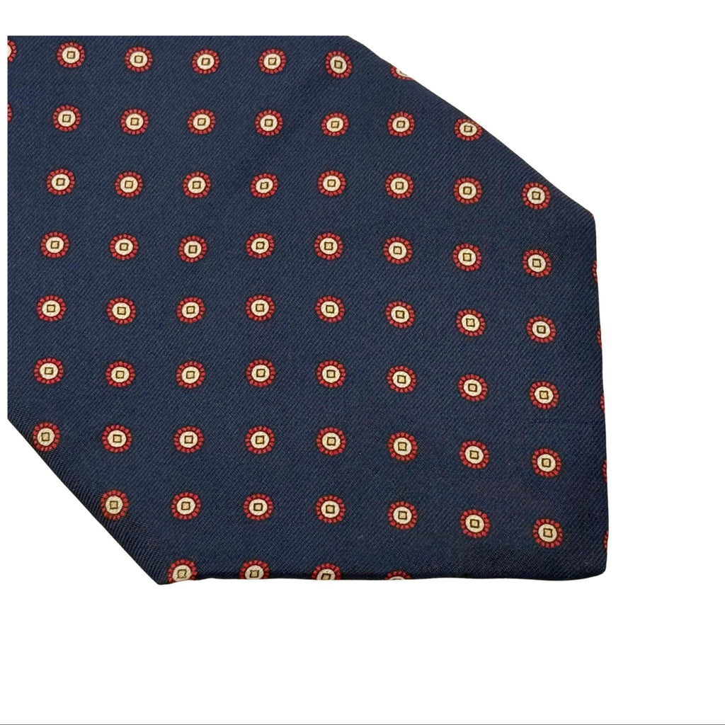 YVES SAINT LAURENT neckwear navy silk micro-medallion archival tie 8cm silk tie St Laurent