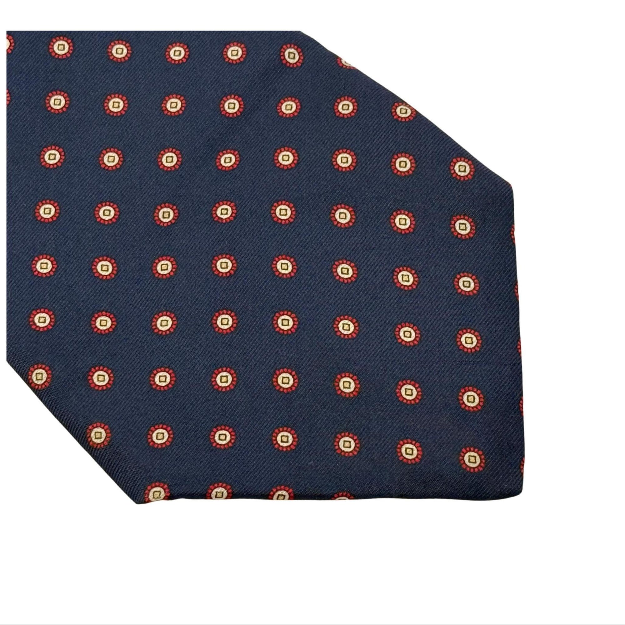 YVES SAINT LAURENT neckwear navy silk micro-medallion archival tie 8cm silk tie St Laurent