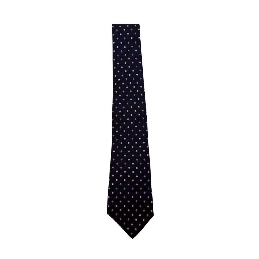 YVES SAINT LAURENT neckwear navy silk micro-medallion archival tie 8cm silk tie St Laurent