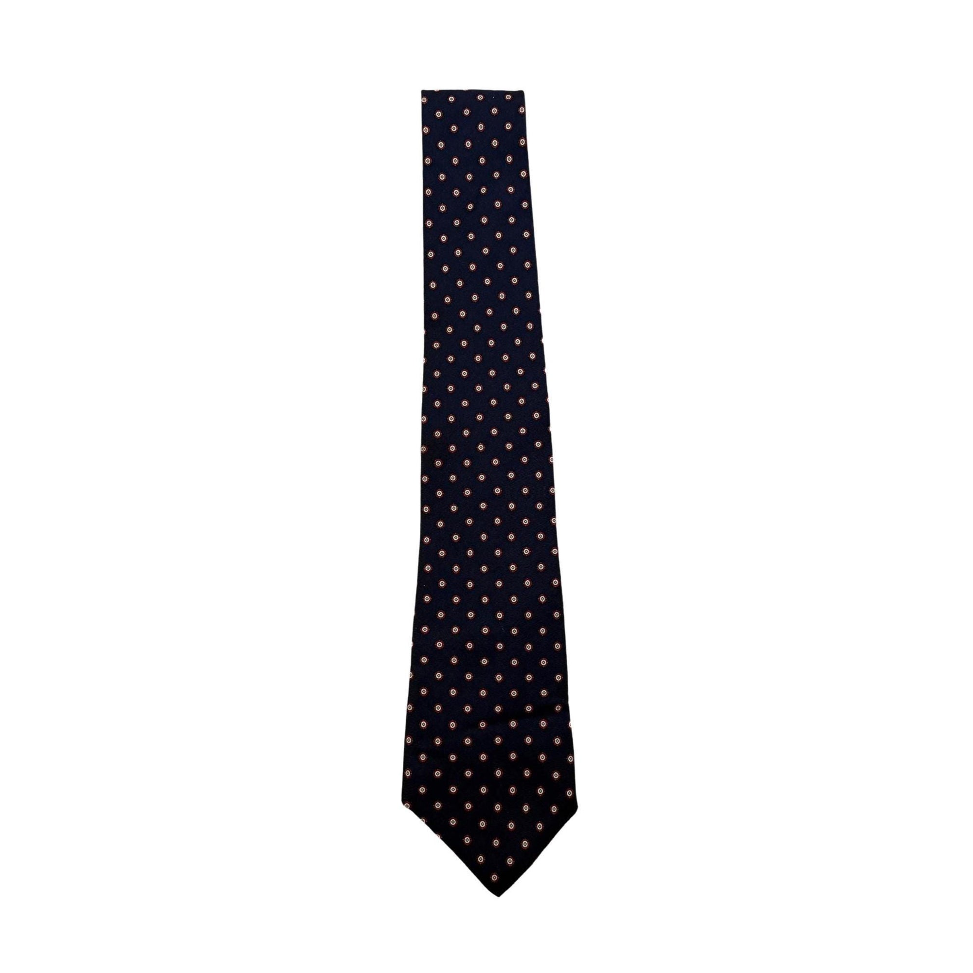 YVES SAINT LAURENT neckwear navy silk micro-medallion archival tie 8cm silk tie St Laurent