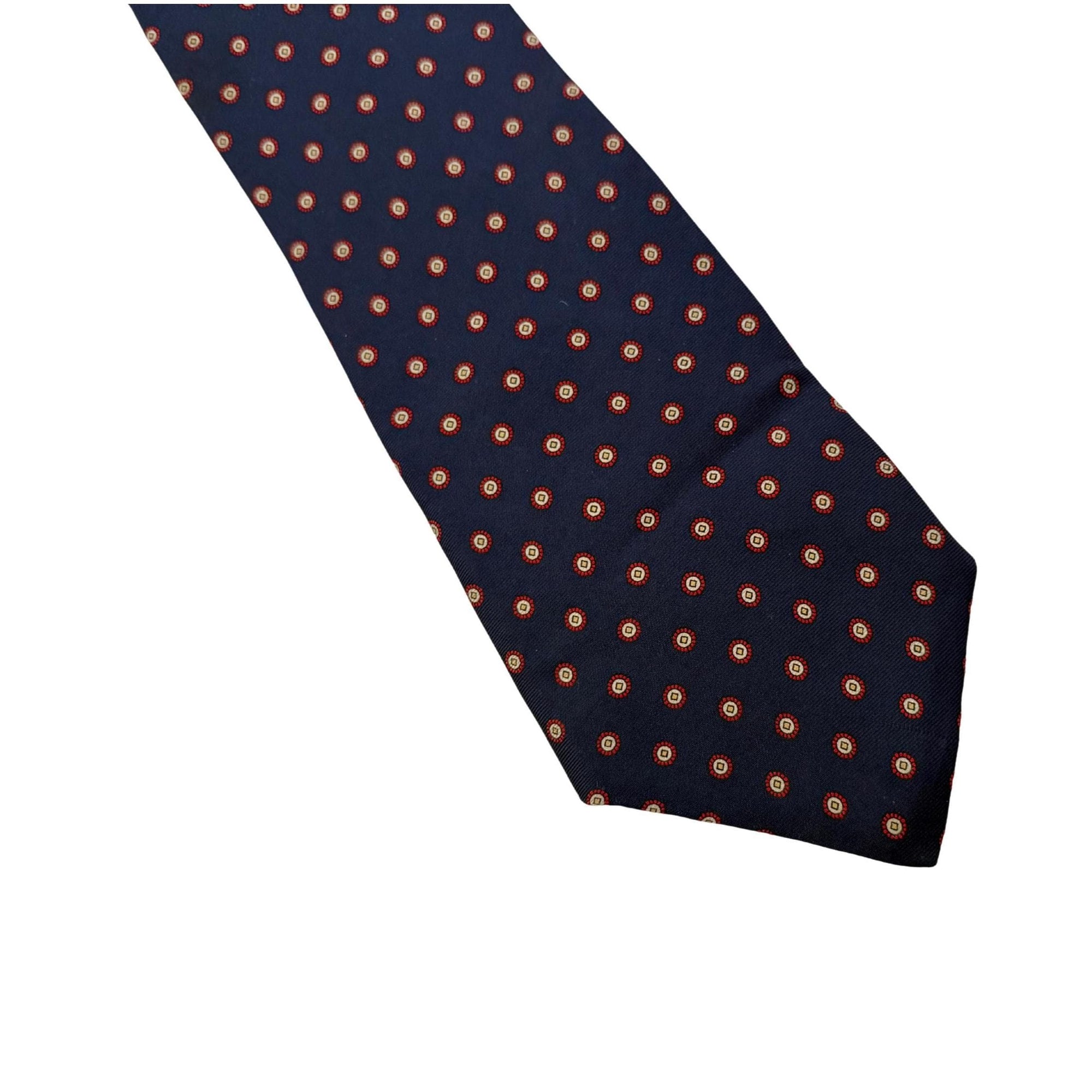 YVES SAINT LAURENT neckwear navy silk micro-medallion archival tie 8cm silk tie St Laurent