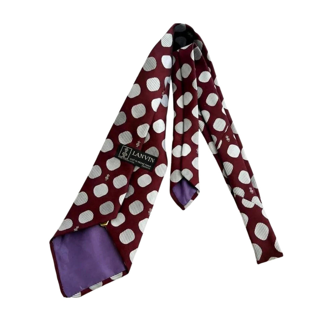 LANVIN Paris tie Burgundy & Slate oversized dot tie 9cm tie LANVIN