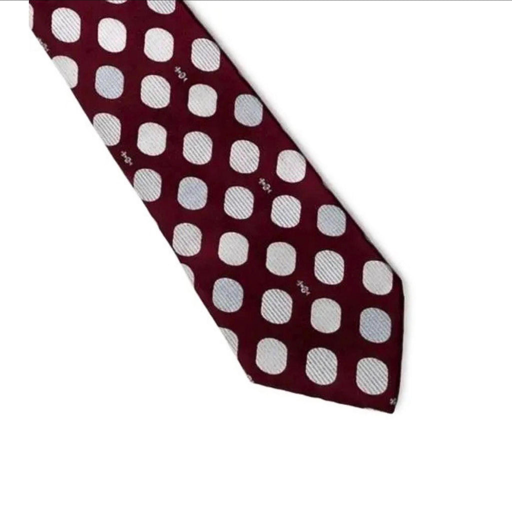 LANVIN Paris tie Burgundy & Slate oversized dot tie 9cm tie LANVIN