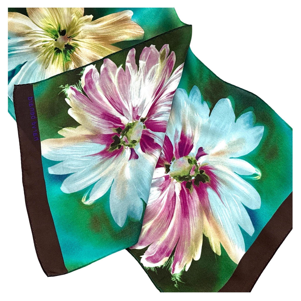 HARVE BENARD Painterly Blooms 100% Pure Silk - Long scarf