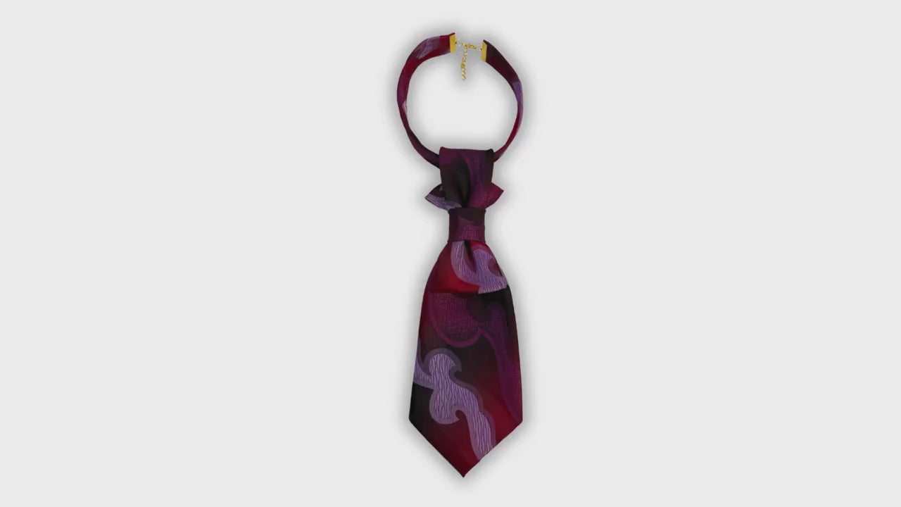 LANCER Tie for Women - Purple Abstract Reworked Tie - Bespoke Artist Accessory - Edgy Fashion Gift - Sustainable Designer Fashion